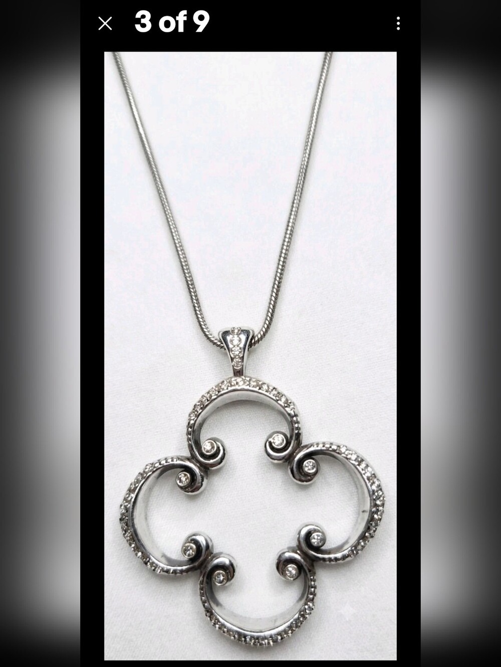 Brighton Toledo Mido Reversible Swarovski Crystal Quatrefoil Pendant Necklace - Picture 3 of 9